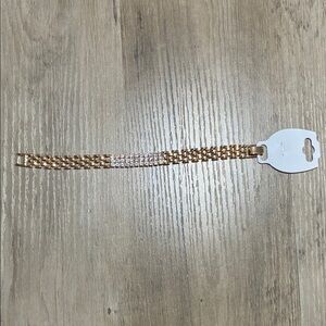 Elegant laminated Gold Bracelet with Crystal Accents